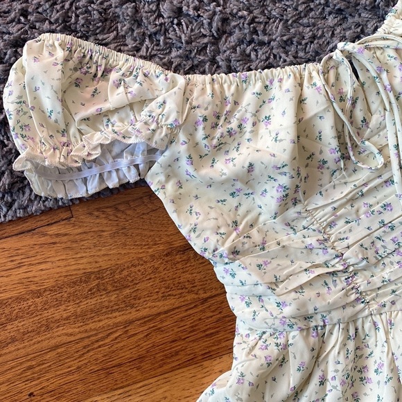 Princess Polly Ruched Waist Off the Shoulder Floral Mini Dress Romper NWT - Picture 7 of 17